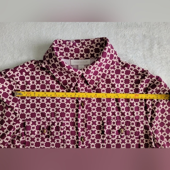 CharterClub 3/4 Sleeve Button-up Women's Blouse Burgundy Color SIZE S - Picture 10 of 15